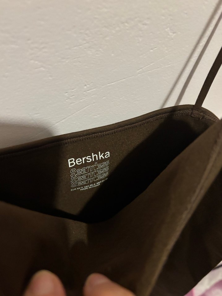 Bershka Kadın Kahverengi Straplez Kısa Tulum - Görsel 2