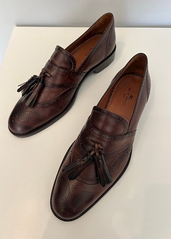 Etro ETRO orj Kahverengi Deri Püsküllü Klasik Erkek Ayakkabı Loafer