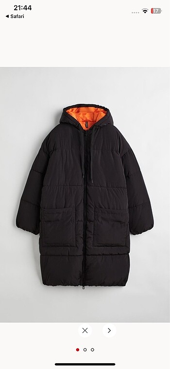 H&m şişme siyah uzun mont