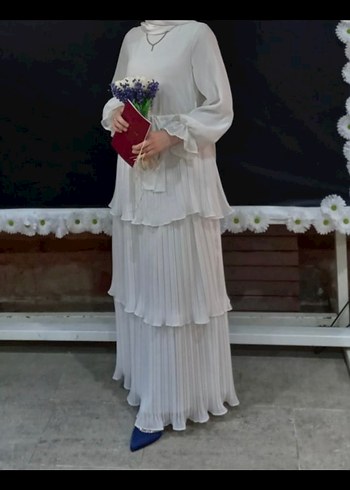 Siyah İşlemeli Uzun Kollu Kadın Abiye Elbise - Görsel 2