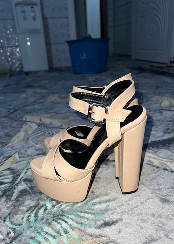 Bej Platform Topuklu Kadın Ayakkabı - Görsel 2