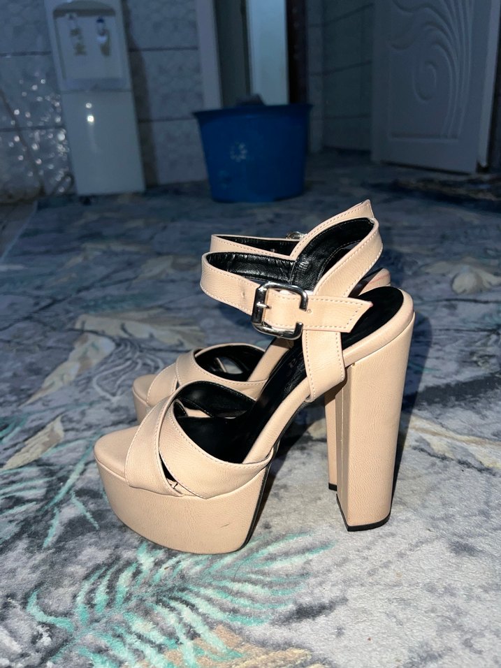 Bej Platform Topuklu Kadın Ayakkabı - Görsel 2