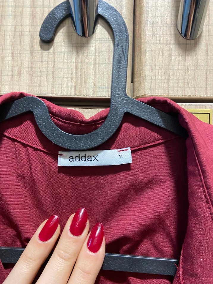 Bordo Uzun Kollu Düğmeli Kadın Gömlek - Görsel 2