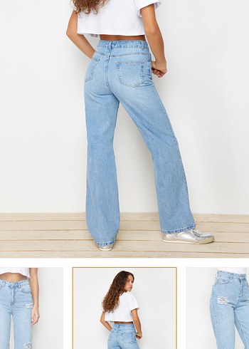 Rahat Kesim Açık Mavi Midi Boy Kadın Kot Pantolon - Görsel 2