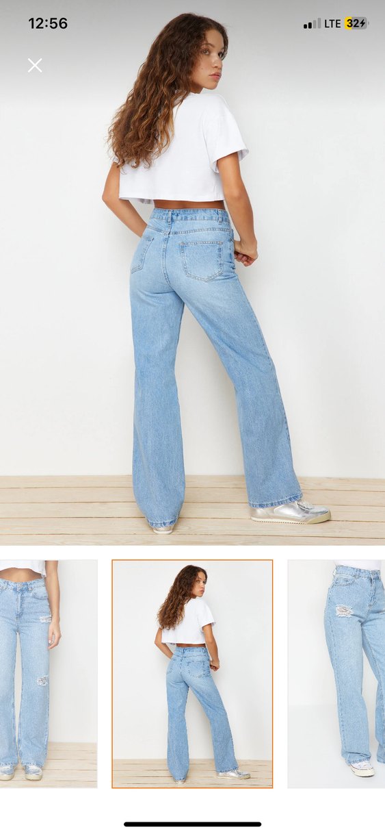 Rahat Kesim Açık Mavi Midi Boy Kadın Kot Pantolon - Görsel 2