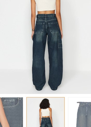 Lacivert Bol Kesim Kadın Kot Pantolon - Görsel 2