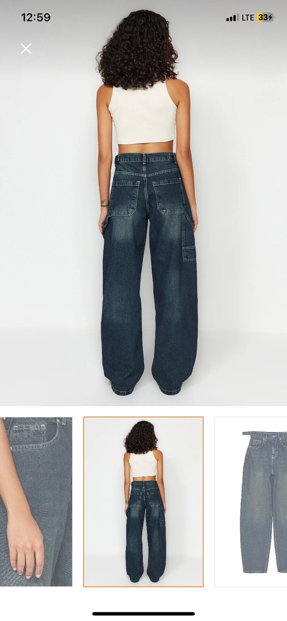 Lacivert Bol Kesim Kadın Kot Pantolon - Görsel 2