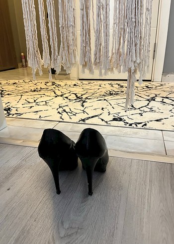 Kadın Siyah Rugan Platform Topuklu Stiletto - Görsel 3