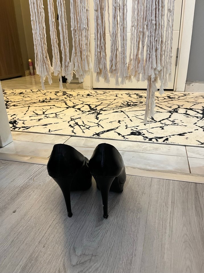 Kadın Siyah Rugan Platform Topuklu Stiletto - Görsel 3