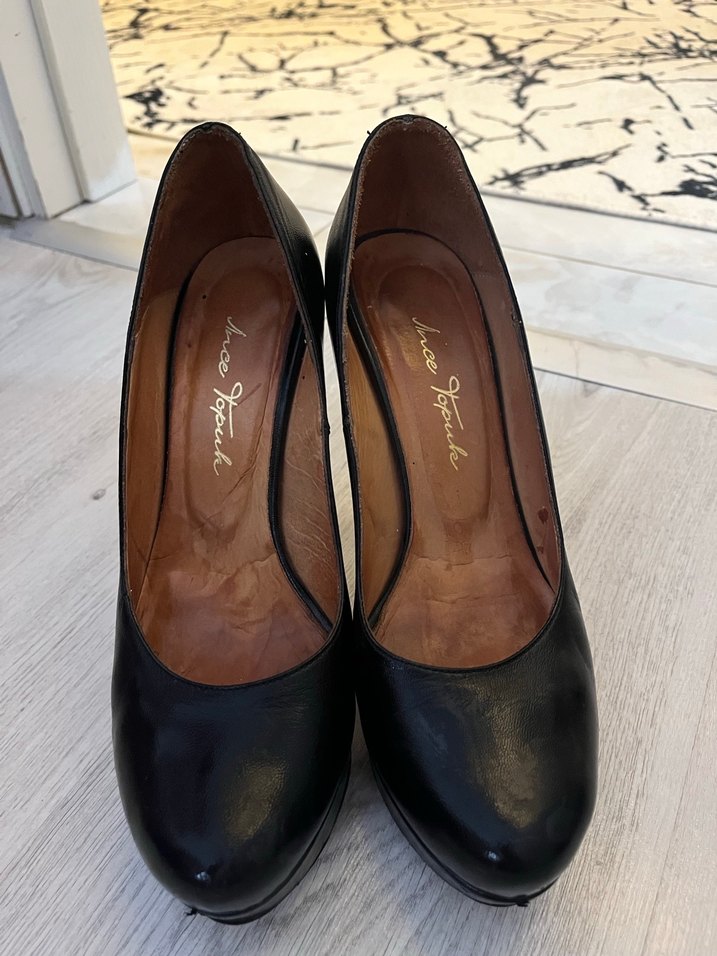 Kadın Siyah Rugan Platform Topuklu Stiletto - Görsel 2