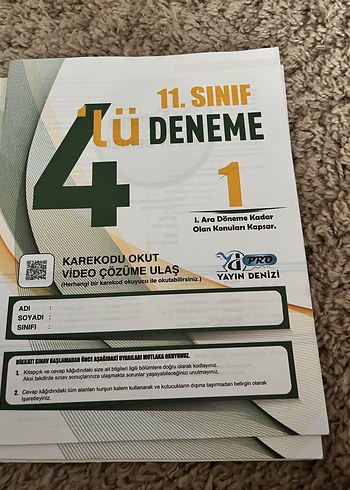 11. Sınıf 4 Lü Deneme Sınavı Kitabı - Görsel 2