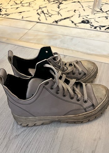 Gri Sokak Stili Stiletto eskitme Spor Ayakkabı - Görsel 3