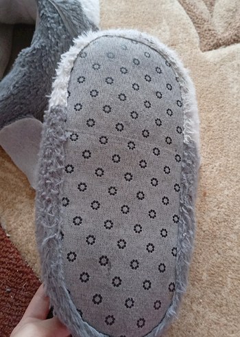 Gri  Çocuk Peluş Köpek Ev Terliği - Görsel 5