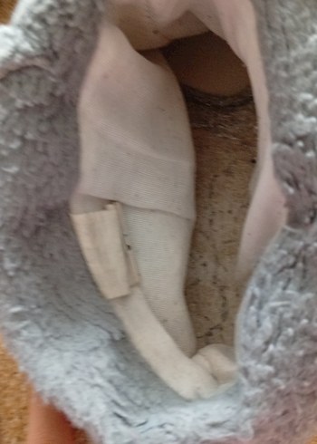 Gri  Çocuk Peluş Köpek Ev Terliği - Görsel 4