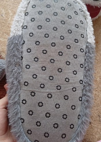 Gri  Çocuk Peluş Köpek Ev Terliği - Görsel 3