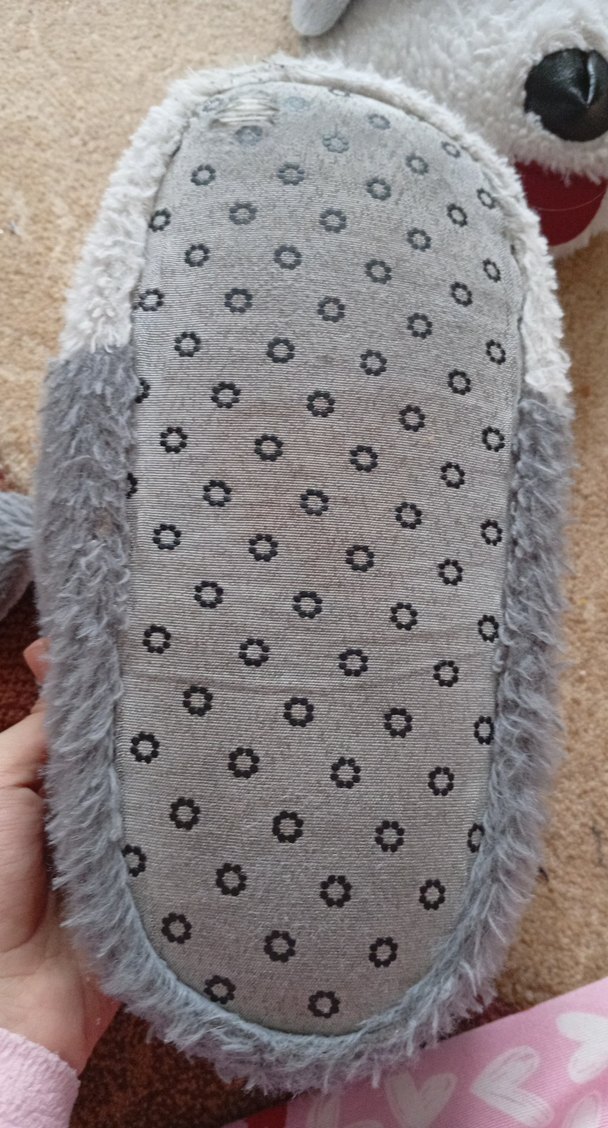 Gri  Çocuk Peluş Köpek Ev Terliği - Görsel 3