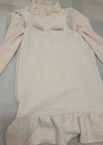 kız çocuk jile ve dantel gömlekli elbise - Görsel 6