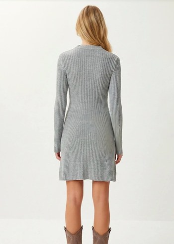 Trendyol gri triko mini elbise - Görsel 2