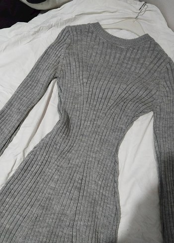 Trendyol gri triko mini elbise - Görsel 4