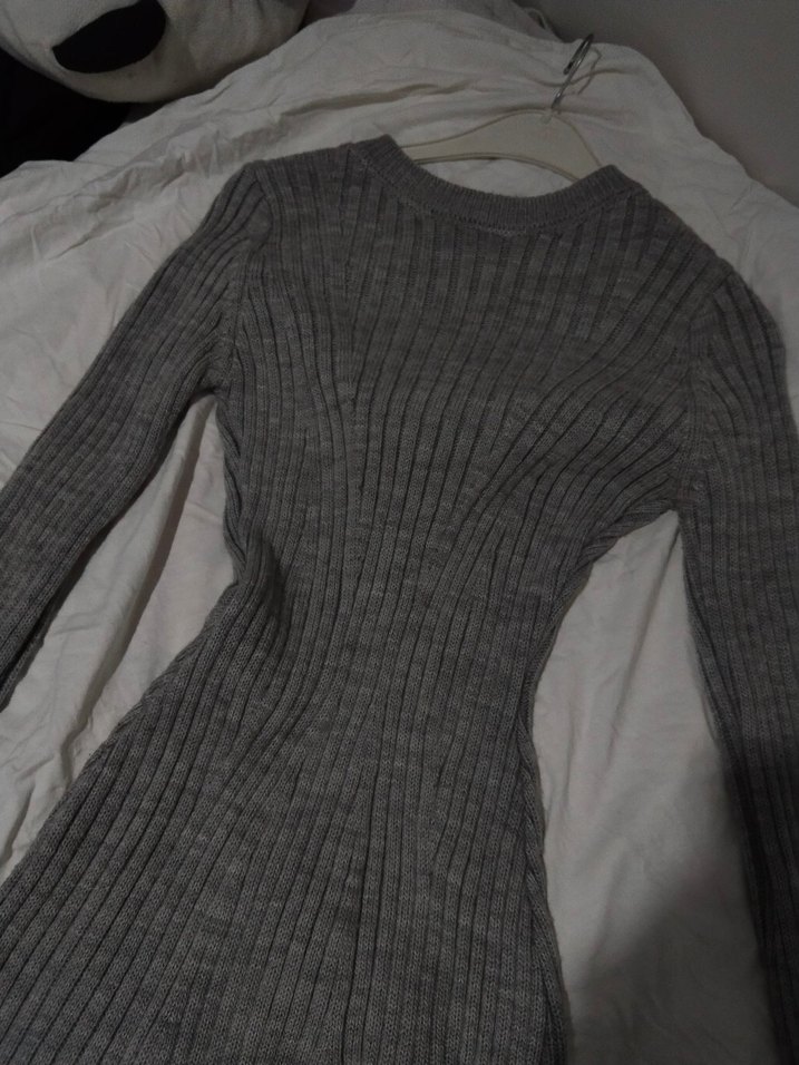 Trendyol gri triko mini elbise - Görsel 3