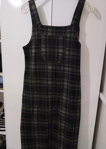 Kadın Ekose Desenli Askılı Midi Elbise - Görsel 2