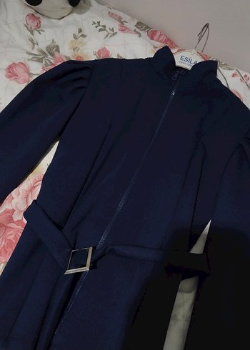 Kemerli Lacivert Kadın Cekek - Görsel 2