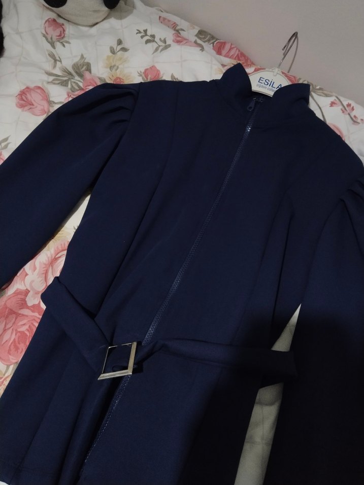 Kemerli Lacivert Kadın Cekek - Görsel 2