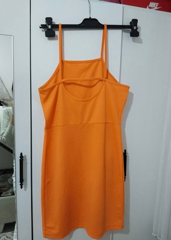 Turuncu Mini Askılı Kadın Elbise - Görsel 2