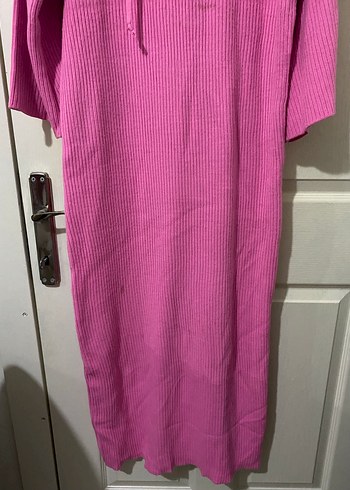 Pembe Triko Uzun Kollu Kadın Elbise - Görsel 3