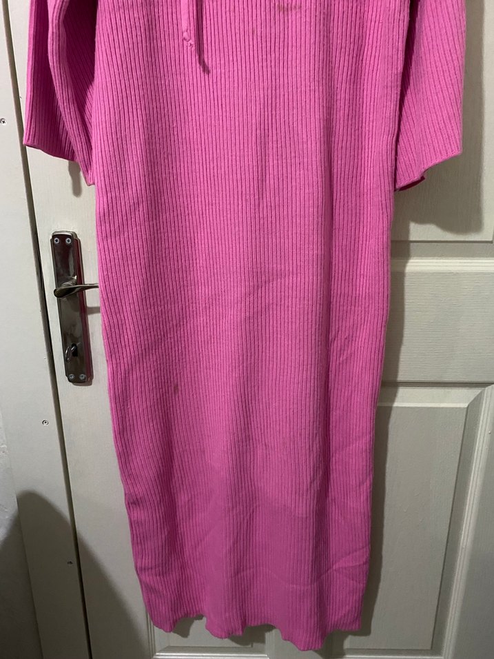 Pembe Triko Uzun Kollu Kadın Elbise - Görsel 3