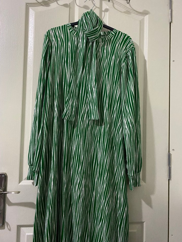 Yeşil Zebra Desenli Uzun Elbise - Görsel 3