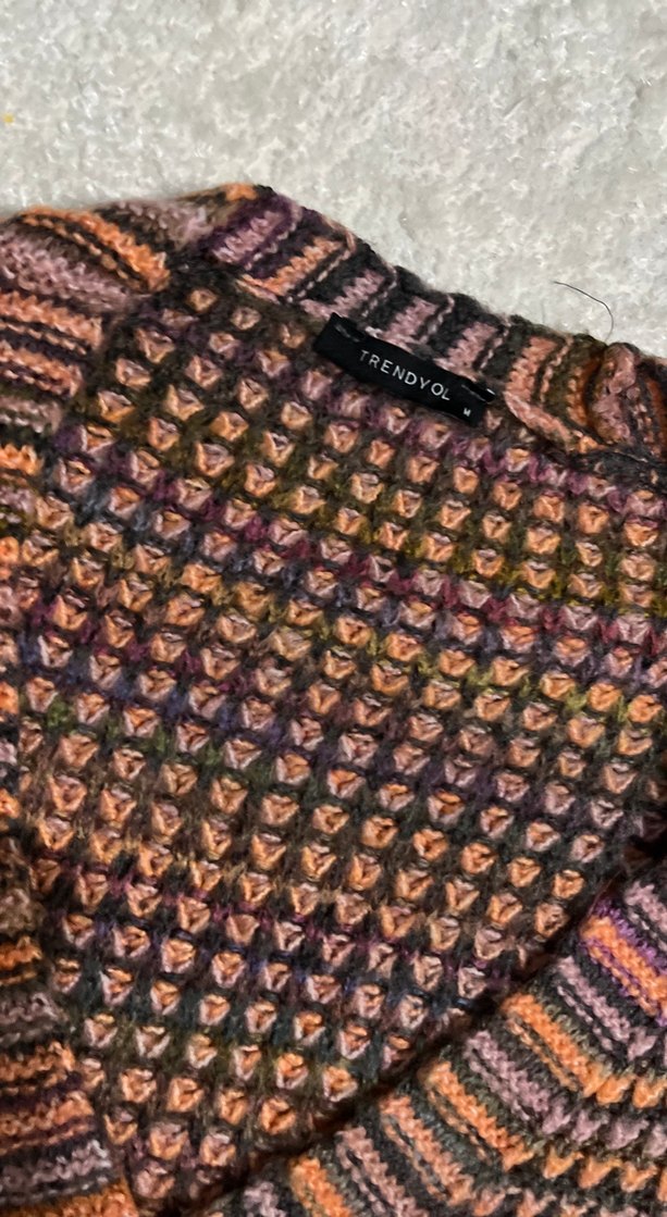 Kadın Bohem Çok Renkli V Yaka Örgü Hırka - Görsel 2