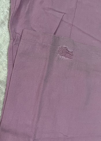 Mor Rahat Kesim Keten Kadın Pantolon - Görsel 2