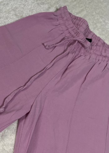 Mor Rahat Kesim Keten Kadın Pantolon - Görsel 3