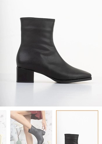 Siyah Minimalist Kadın Topuklu Bot - Görsel 2