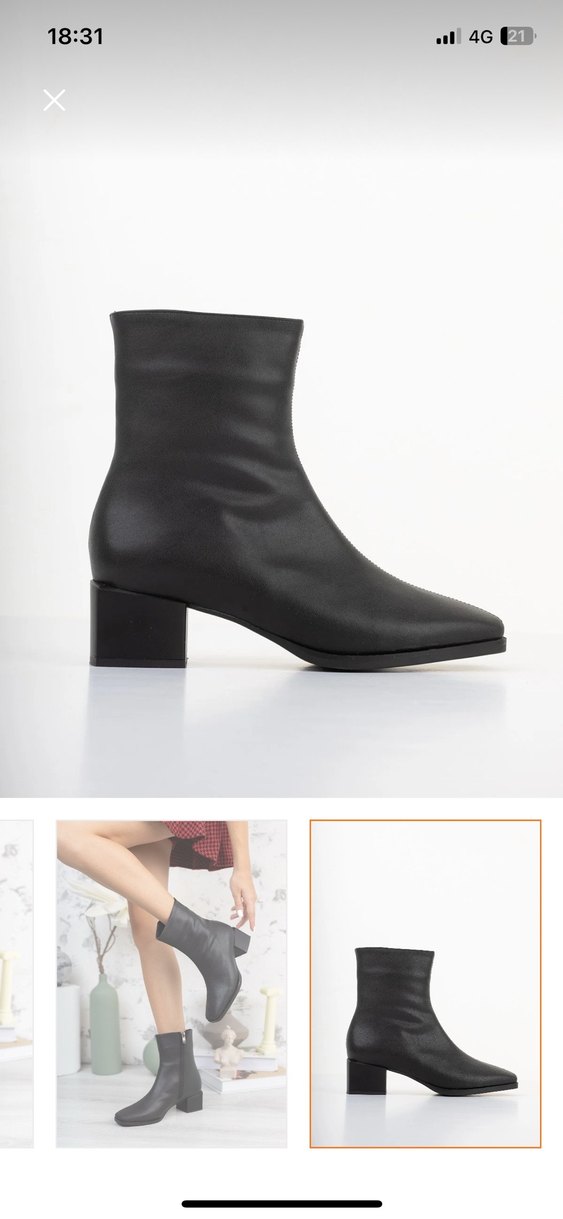 Siyah Minimalist Kadın Topuklu Bot - Görsel 2