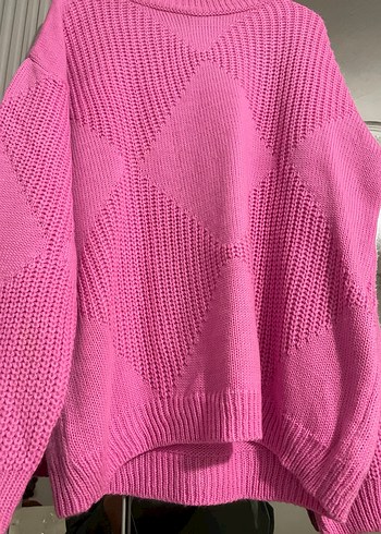 Pembe Örgü Kadın Kazak - Görsel 2