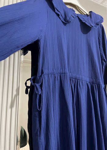 Kadın Lacivert Piliseli Uzun Elbise - Görsel 2