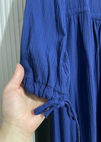 Kadın Lacivert Piliseli Uzun Elbise - Görsel 3