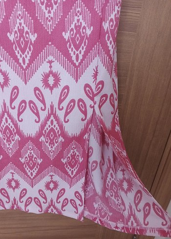 xl Beden pembe Renk Pembe Bohem Uzun Elbise Drapeli Kesim