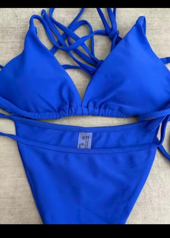 Parlak Mavi İnce Askılı Mini Bikini