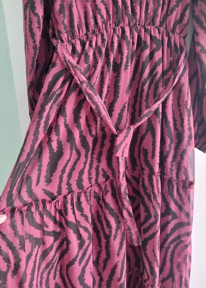 DESENLİ ŞİFON ELBİSE  - Görsel 3