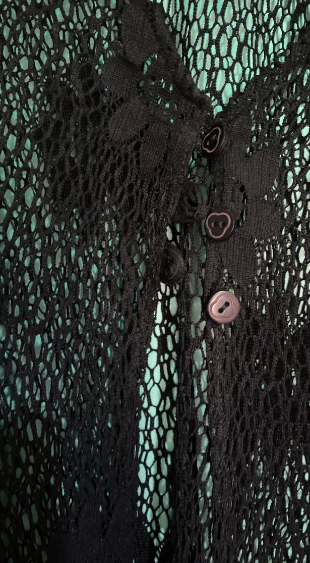 Dantel Detaylı Siyah Kadın Hırka - Görsel 2