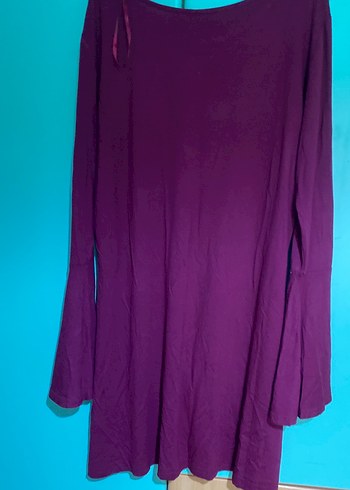 Kadın Mor Uzun Kollu Salaş Midi Tunik - Görsel 4