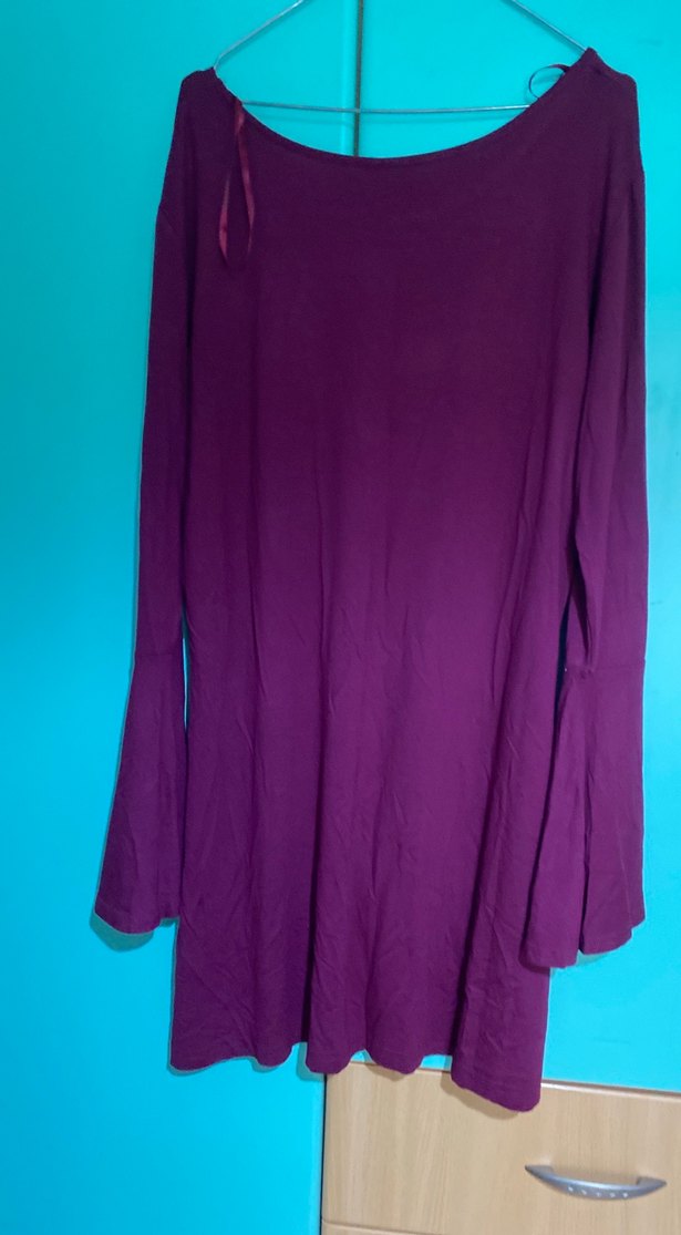 Kadın Mor Uzun Kollu Salaş Midi Tunik - Görsel 4