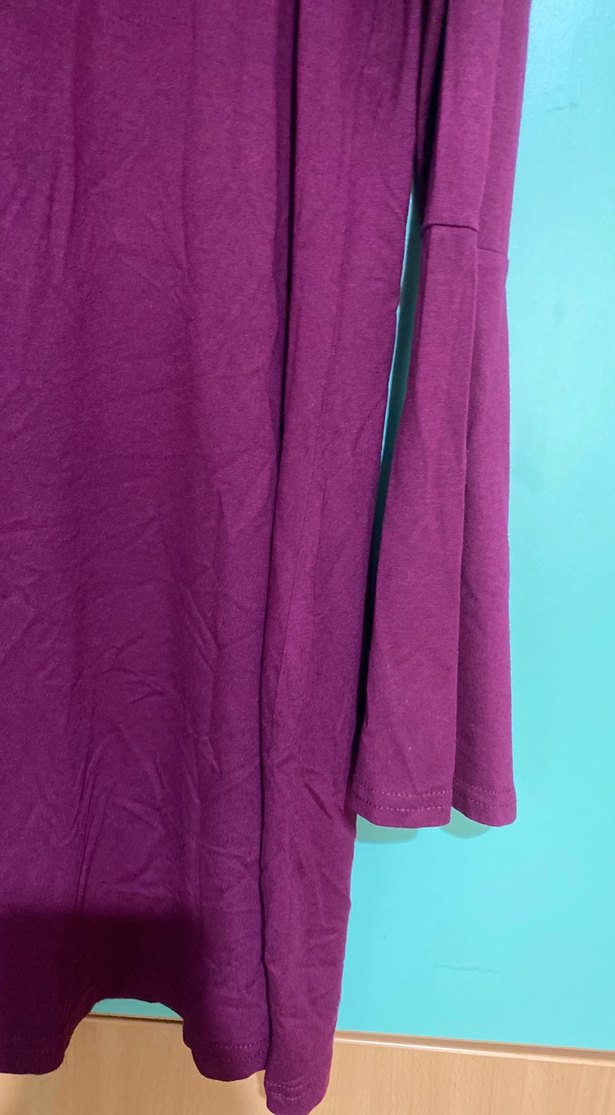 Kadın Mor Uzun Kollu Salaş Midi Tunik - Görsel 2