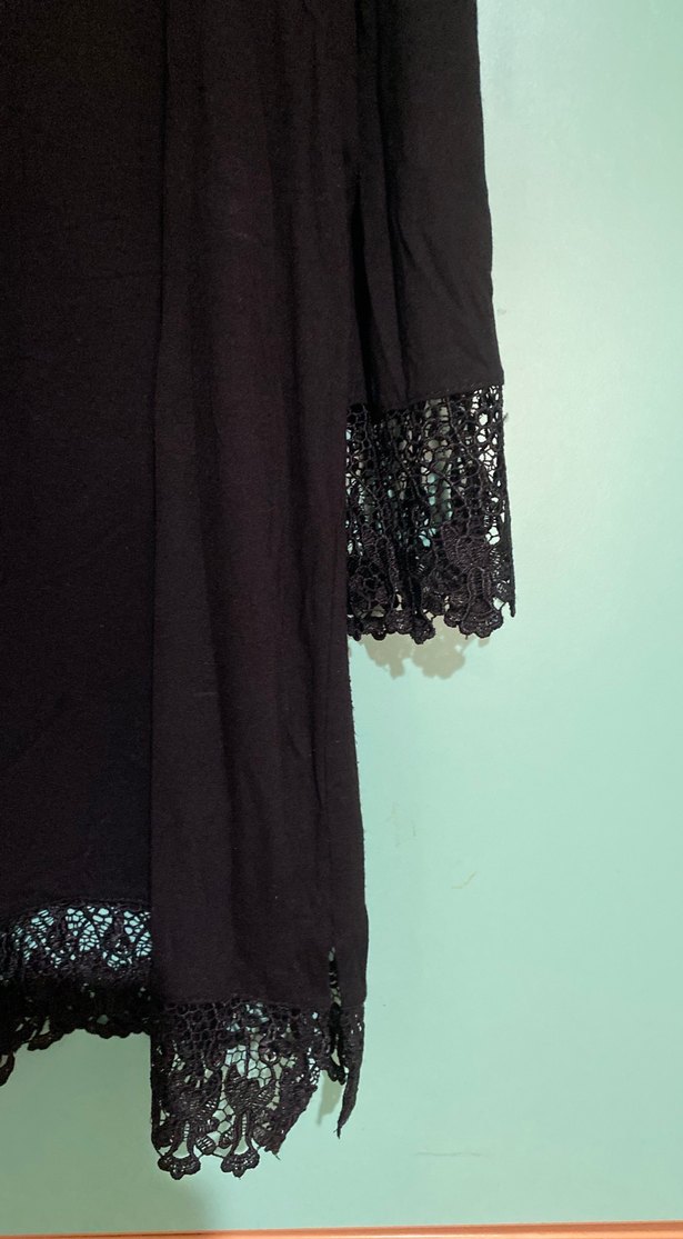 Siyah Dantel Detaylı Midi Uzun Kollu Tunik - Görsel 2