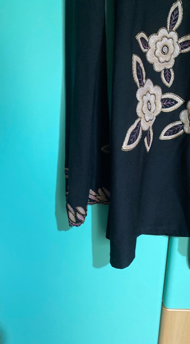 Nakışlı Siyah Bohem Kadın Tunik - Görsel 2