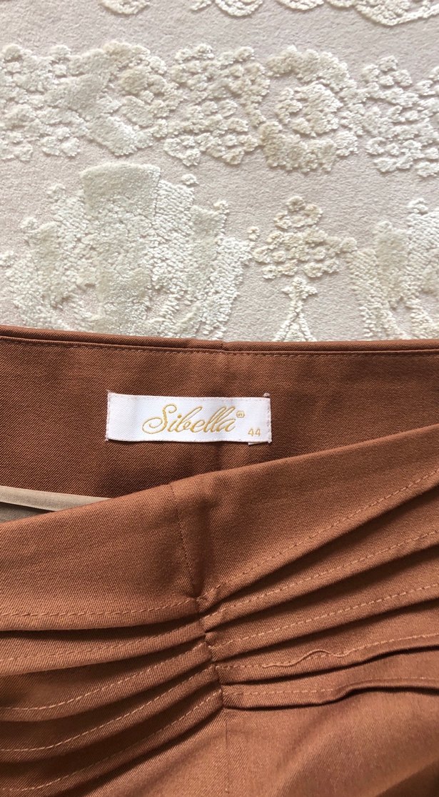 Kahverengi Pilili Midi Hamile Eteği - Görsel 3