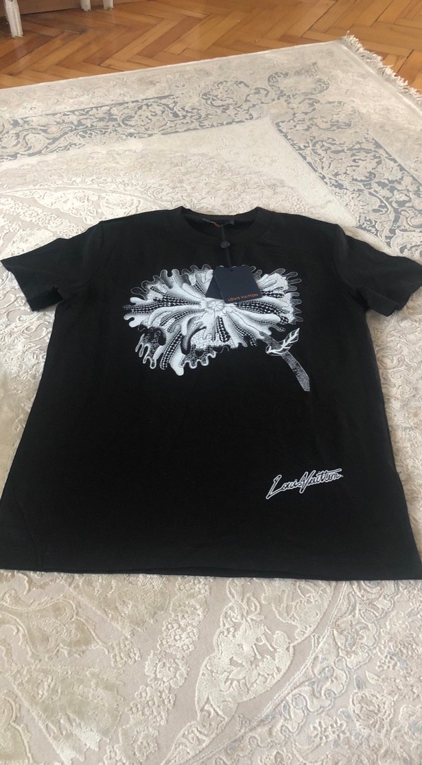 Düğmeli Siyah Erkek Tişört, Baskılı, Kısa Kollu - Görsel 3